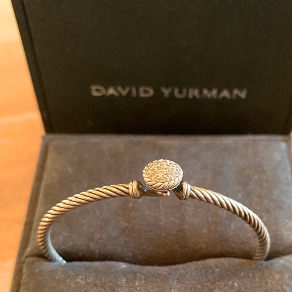 DAVID YURMAN Sterling Silver Diamond 3mm Chatelaine Bracelet